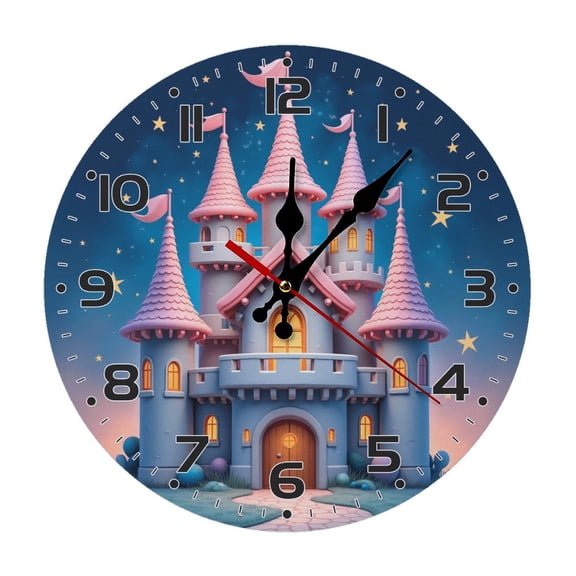Fantasy Castle Star Wall Clock 10 Inch Silent Non Ticking Round Clock Decoration for Living Room Kitchen Bedroom Bathroom Office Classroom