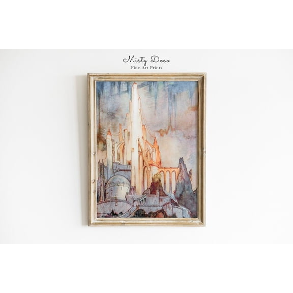 Fantasy Castle William M Timlin Ethereal Castle Ship That Sailed To Mars, Unframed Paper Poster 8x10in