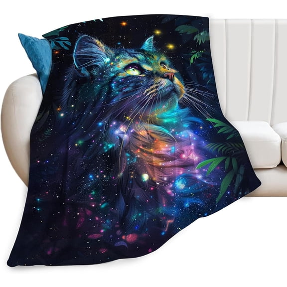 Fantasy Cat Blanket Cat Throw Blanket Cat Gifts and Decor Cat Blanket for Girls Women Boys Men Soft Warm Cozy Fleece Blanket for Couch Sofa \u200bBed 80"x60"