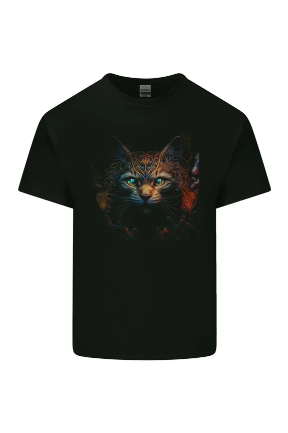 Fantasy Cat Cool Colors Psychedelic Trippy Style Unisex T-Shirt Y3799, Up to Size 5XL