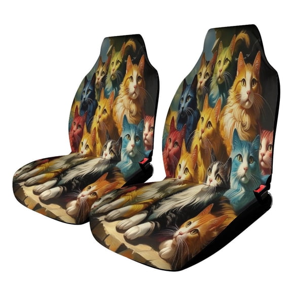 Fantasy Cats Family Car Seat Covers Front Seats Universal Fit for Cars SUV Truck Auto Interior Accessories