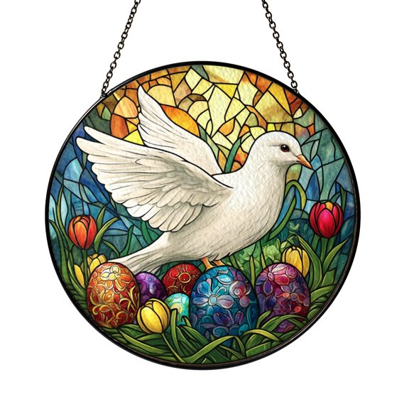 Fantasy Chick Stained Glass Window Decor – Handmade Spring Hanging Art