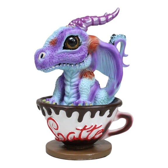 Fantasy Chocolate Latte with Eugene Baby Dragon In Beverage Saucer Cup Figurine