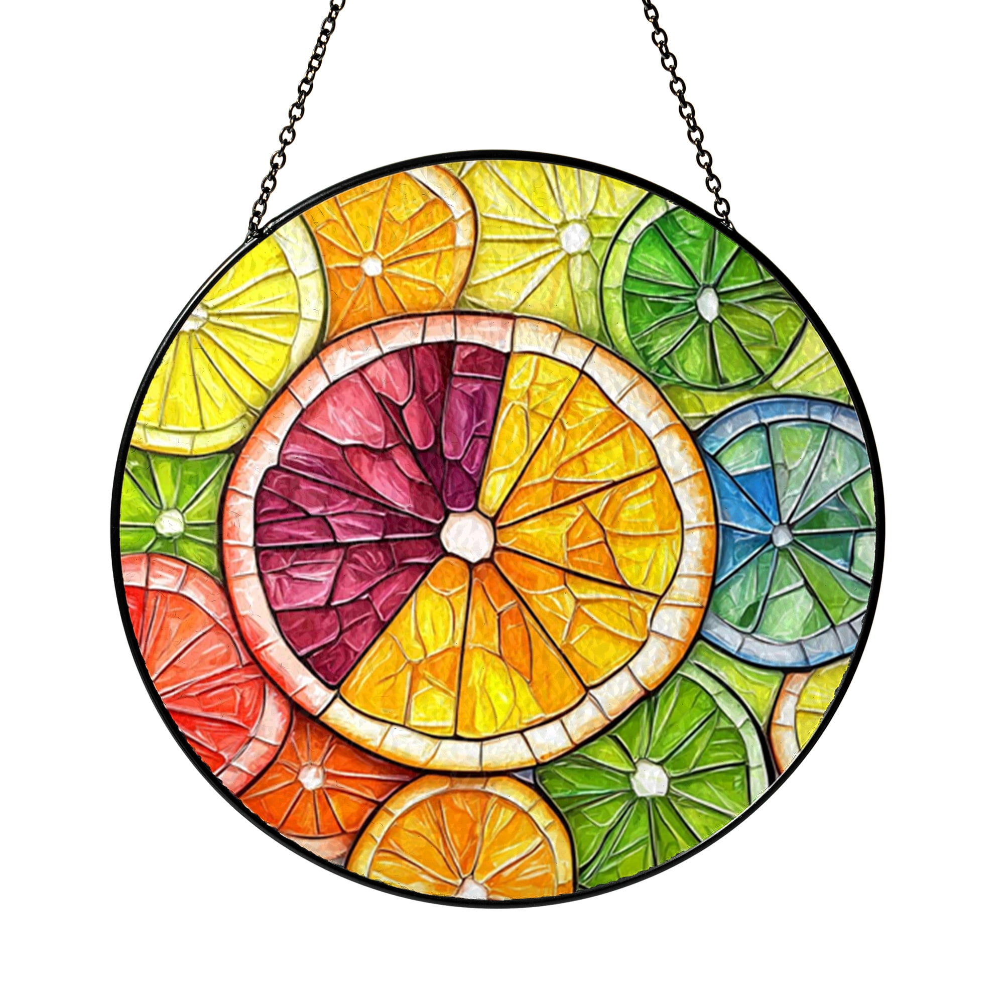 Fantasy Citrus Slice Stained Glass Window Decor – Decorative Handmade ...