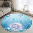 thumbnail image 1 of Fantasy Color Nut Round Living Room Rugs 3.3 ft, Dreamy Blue Starfish Coral Sea Ocean Life Washable Area Rug with Non-Slip Sturdy Edge Binding Round Front Door Mat Floor Carpet for Entryway, 1 of 9