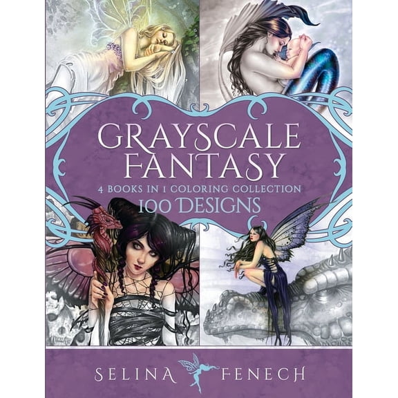Fantasy Coloring by Selina Grayscale Fantasy Coloring Collection: 100 Designs, Book 29, (Paperback)