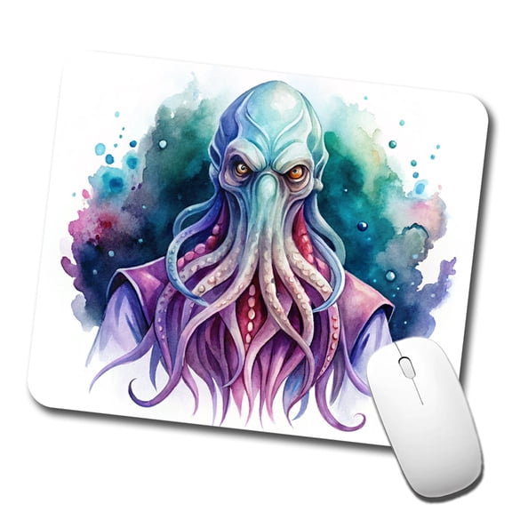 Fantasy Creature Monster Illithid Watercolor Mouse Pad Low Profile Gaming Mat