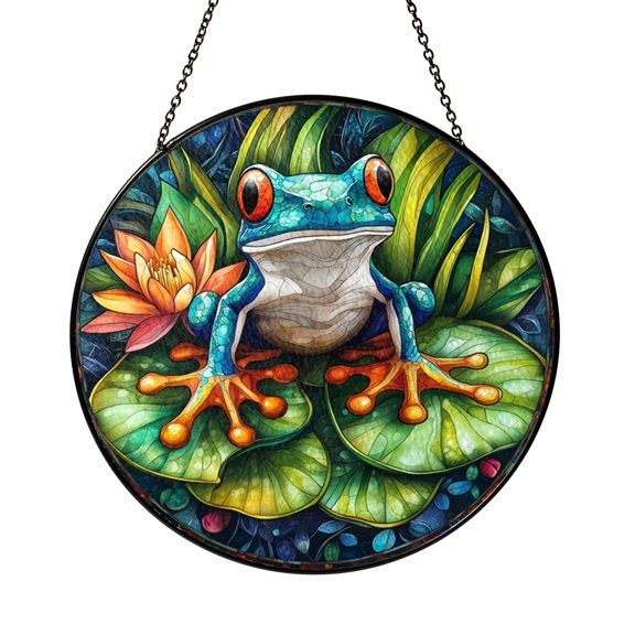 Fantasy Creature Stained Glass Style Suncatcher Window Hanging, Imaginary Amphibian Art Decor, Decorative Acrylic Style Window Hanging for Home Interior Design