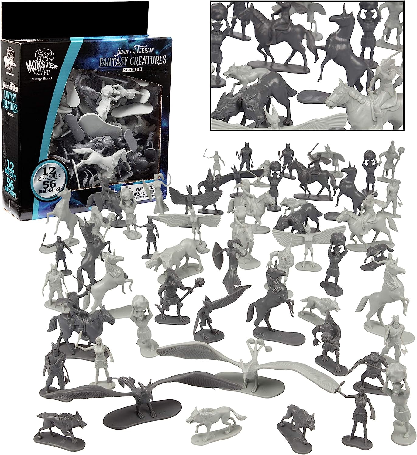 Fantasy Creatures Mini Action Figure Playset with 56 Pieces