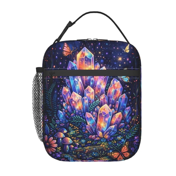 Fantasy Crystal Butterfly Lunch Bag Portable Thermal Lunch Box for Men and Women