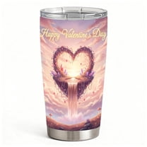 Fantasy Crystal Heart Waterfall Valentine Tumbler with Lid & Straw, Hot Cold Vacuum Insulated Coffee Mug, Gift for Girlfriend
