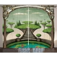 thumbnail image 1 of Ambesonne Fantasy Curtains 2 Panel Set, Hanging Islands Pond, 108" x 90", Umber Green Turquoise, 1 of 3