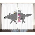 thumbnail image 1 of Ambesonne Fantasy Curtains 2 Panel Set, Girl with a Giant Wolf, 108" x 84", Pink Grey Peach, 1 of 3