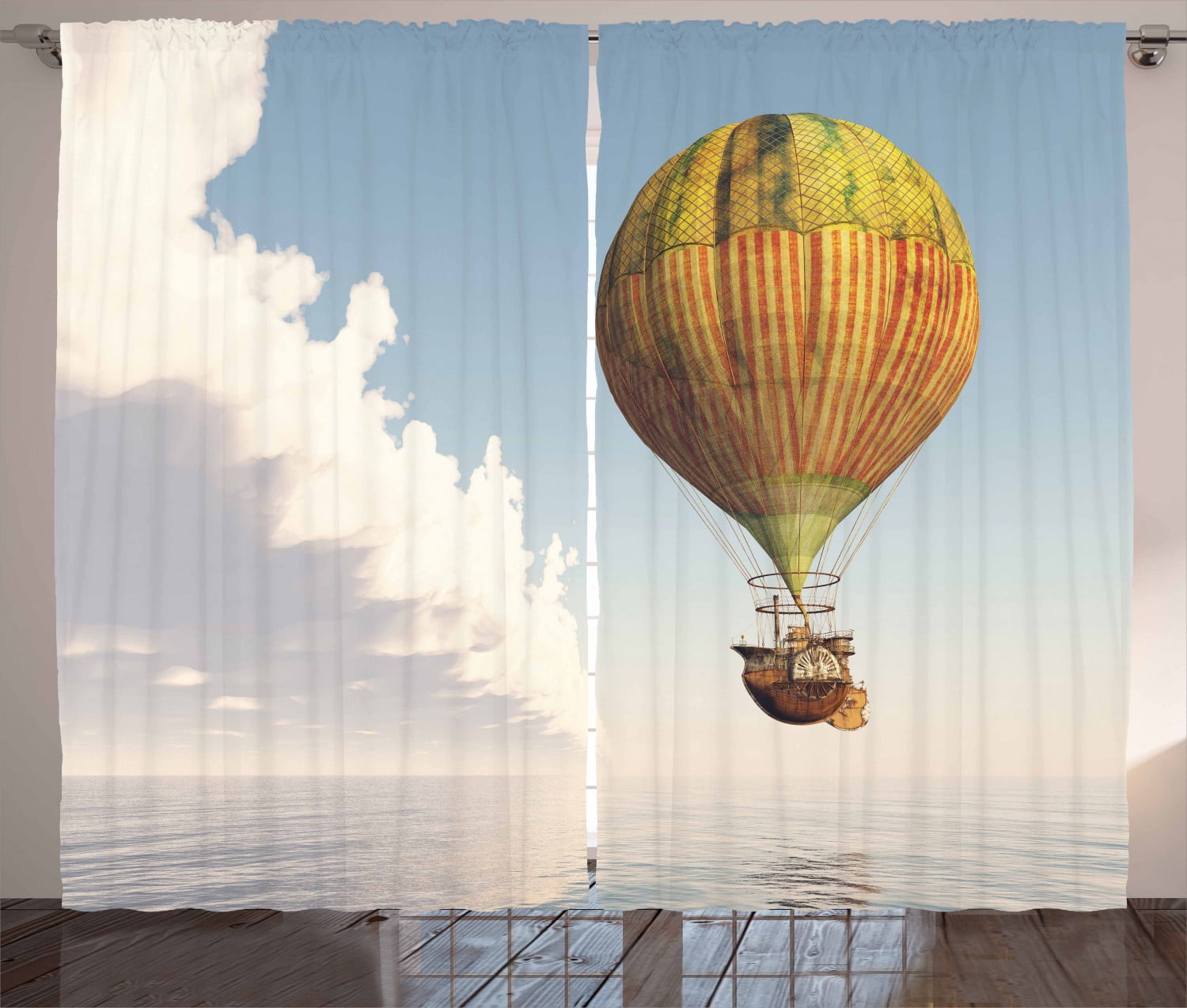Fantasy Curtains 2 Panels Set, Realistic Image of Flying Striped ...