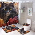 thumbnail image 1 of Fantasy Cute Cat Shower Curtain set 4 Piece Sets with Non-Slip Rugs,Toilet Lid Cover and Bath Mat Rustic Colorful Flowers Animal Waterproof Shower Curtain with 12 Hooks Bathroom Set Home Decor, 1 of 4