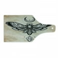thumbnail image 1 of Fantasy Cutting Board, Dead Head Hawk Moth Luna and Stone Magic Skull Illustration, Decorative Tempered Glass Cutting and Serving Board, Wine Bottle Shape, White Black and Cream, by Ambesonne, 1 of 5