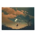 thumbnail image 1 of Fantasy Cutting Board, Flying Man with Balloons in Sky Starry Night Freedom Fun Theme Illustration, Decorative Tempered Glass Cutting and Serving Board, Large Size, Orange Ash Grey, by Ambesonne, 1 of 5