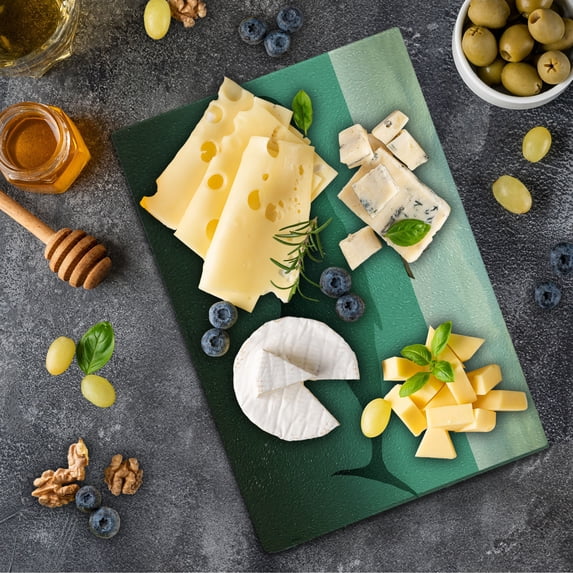 Fantasy Cutting Board, Surreal Giant Whale in the Middle of Sea and Little Sailboat on the Surface Print, Decorative Tempered Glass Cutting and Serving Board, Small Size, Green Beige, by Ambesonne