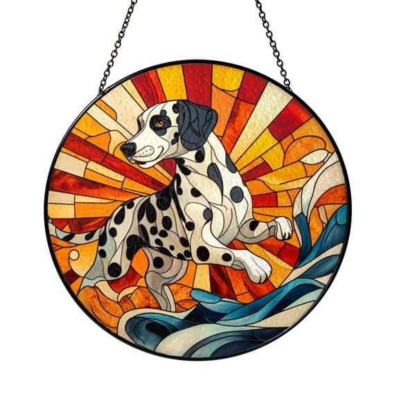 Fantasy Dalmatian Stained Glass Window Decor – Handmade Hanging Art