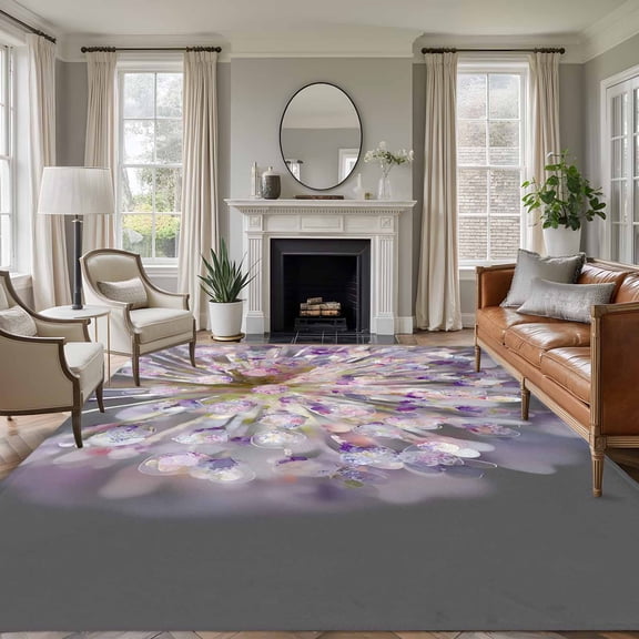 Fantasy Dandelion 6'x9' Area Rug for Living Room, Modern Magical Plants Flowers Spring Non-Slip Floor Mat Rugs for Bedroom Dining Room, Indoor Large Carpet for Classroom, Nursery Rugs for Playroom