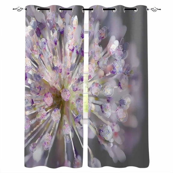 Fantasy Dandelion Blackout Curtains for Bedroom/Living Room, Thermal Insulated Kitchen Curtains, Modern Magical Plants Flowers Spring Grommet Darkening Window Treatment Drapes 52"x72"x2