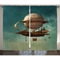 thumbnail image 1 of Ambesonne Fantasy Curtains 2 Panel Set, Surreal Space Scenery, 108" x 90", Teal and Brown, 1 of 3