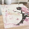 thumbnail image 1 of Fantasy Decorative Rug, Spring Girl Wings in a Floral Dress Surreal Garden Butterflies Print, Quality Carpet for Bedroom Dorm and Living Room, 6 Sizes, Pale Pink, by Ambesonne, 1 of 4