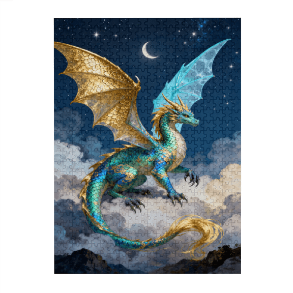 Fantasy Dinosaur Art Vertical Puzzle, 500-Piece Jigsaw Puzzle for Adults,Home Decor Birthday Party Gift,20.47 x 14.96 In,