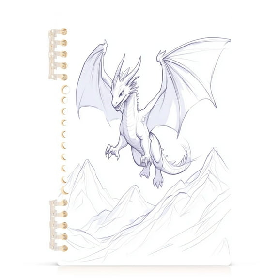 Fantasy Dragon A5 8.3x5.7in PP Notebook, Adjustable Rings, 60 Sheets, Diary or Journey Note