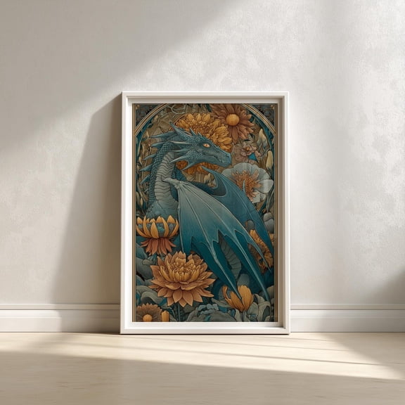 Fantasy Dragon Art Print, Gothic Mystical Creature UNFRAMED Poster, Wall Art for Decor, Present, 16x24