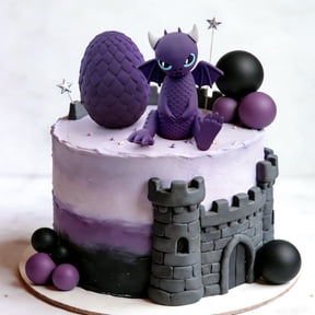 Fantasy Dragon Cake Topper Set - Mystical Purple Dragon & Egg Design for Themed Party Decorations