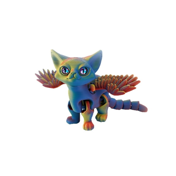 Fantasy Dragon Cat Figurine, Unique Hand-Painted Collectible Sculpture, Gothic Mythical Creature Home Decor, Perfect Gift for Fantasy Lovers