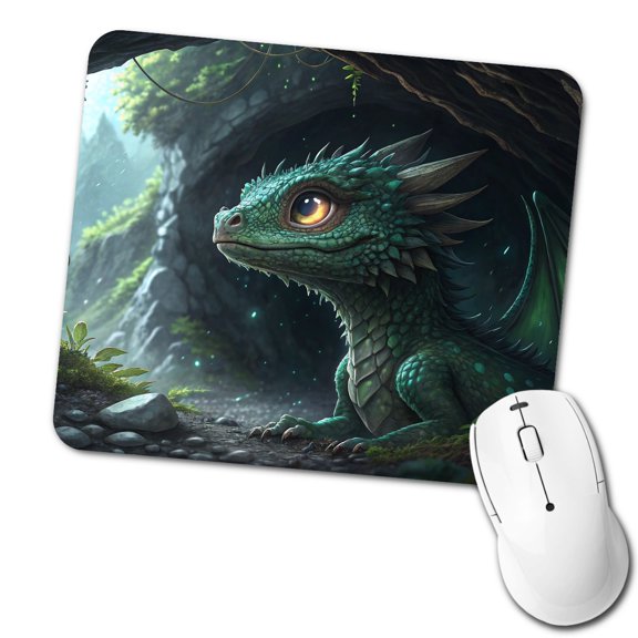 Fantasy Dragon Cave Scene Mouse Pad Low Profile Gaming Mat