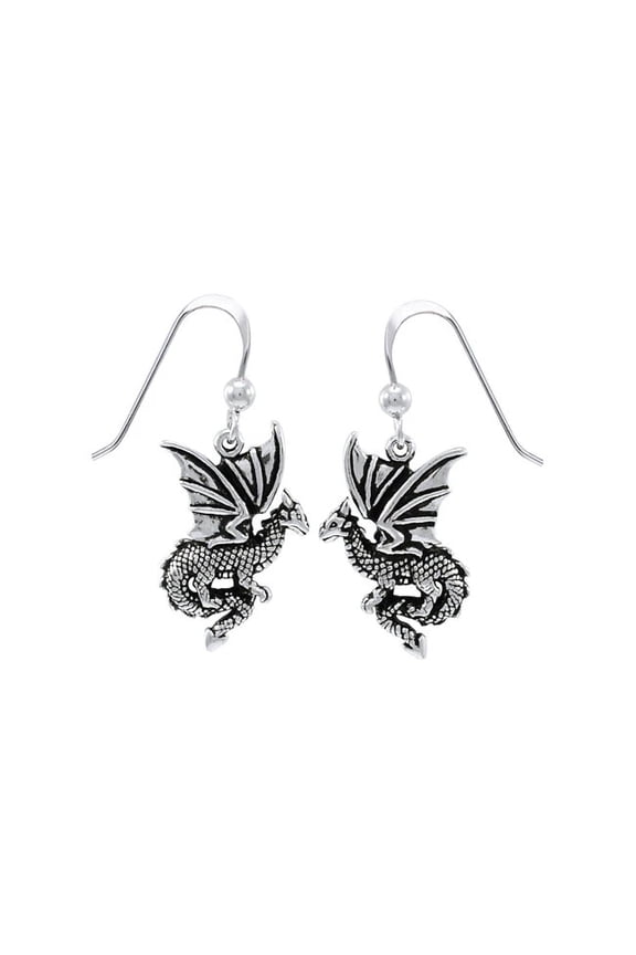 Fantasy Dragon Earrings 925 Sterling Silver Fine Mystical Enchanting Jewelry