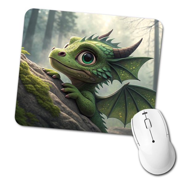 Fantasy Dragon Forest Scene Mouse Pad Low Profile Gaming Mat