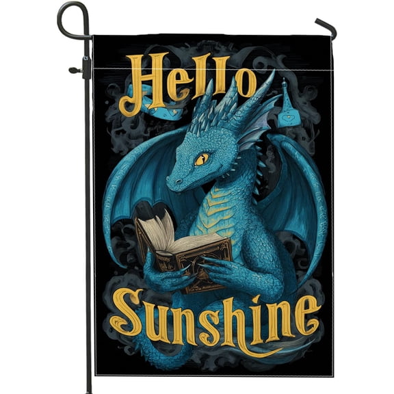 Fantasy Dragon Garden Flag Double Sided Reading Book Outdoor Decor 12x18 Inch Blue Spring Summer Home Lawn Banner