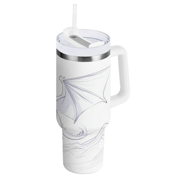 Fantasy Dragon Insulated Tumblers 40oz Double-Walled Stainless Steel Water Bottles Car Handle