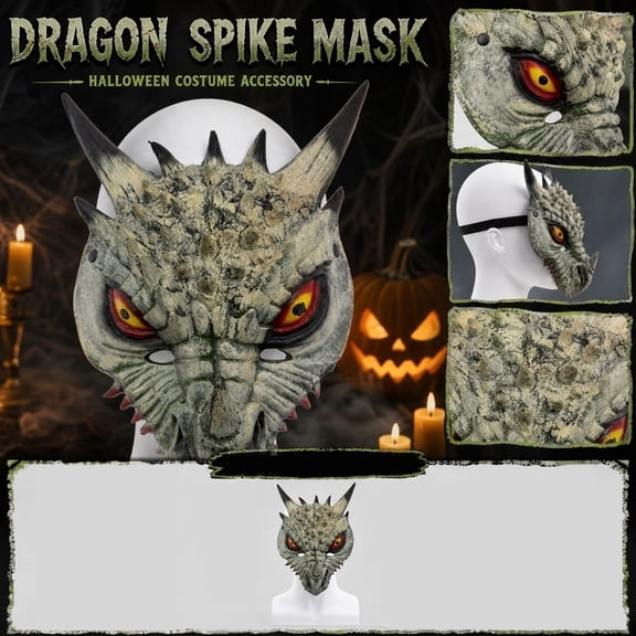 Fantasy Dragon Mask, Mask for Masquerade Party, Men Masquerade Mask, Halloween Party, Party Accessories, Textured Dragon Half Face Mask, 13X10 Inch Soft Durable Prop for and