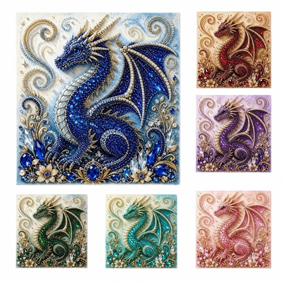 Fantasy Dragon Pearl Art Kit for Adults, 7.87 x 7.87 in 3D Beaded DIY Diamond Painting Craft with Preprinted Design, Random Color, 1 Kit