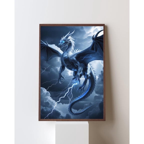 Fantasy Dragon Poster, Mythical Creature Wall Art, Unframed Paper Poster 8x10in