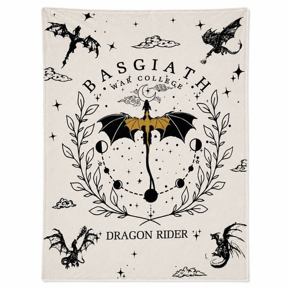 Fantasy Dragon Print Fleece Throw Blanket, 280 GSM Polyester, Multiple Sizes
