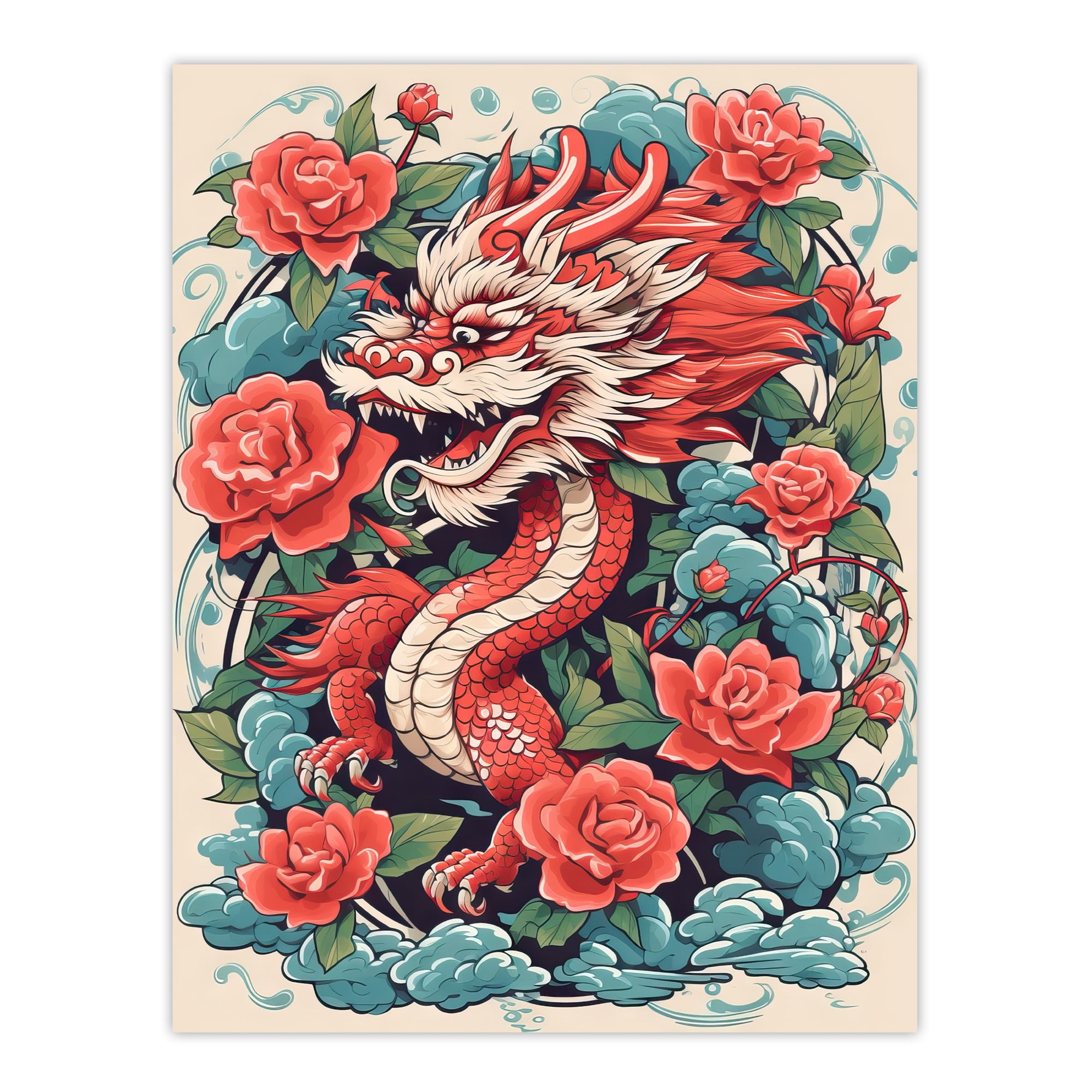 Portrait Poster - Dragon Art Poster 40 - Feng Shui Ancient Dragon