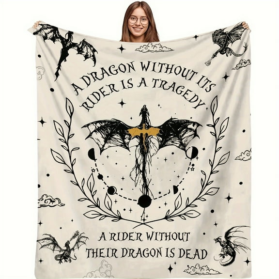 Fantasy Dragon Rider Quote Flannel Blanket Soft Non-Woven Twill Weave All Seasons Cozy Sofa Throw Hand Wash Only Perfect Gift for Friends and Family