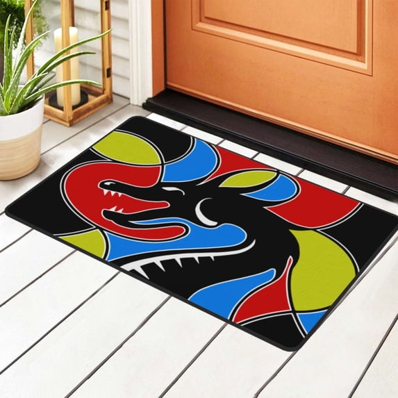 Fantasy Dragon Silhouette Rugs Doormat, Non-Slip Machine Washable Carpets Floor Door Mat , 36" x 24"