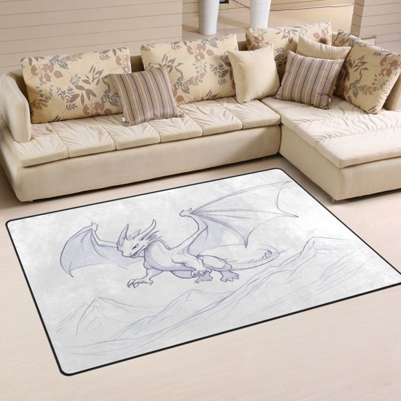 Fantasy Dragon Soft Polyester Area Rug 31''x20'', Non Slip, Memory Foam, Water Absorbent