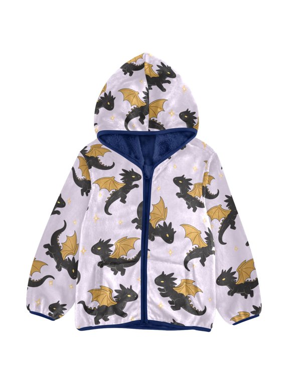 Fantasy Dragon Toddler Fleece Hooded Jacket Zip Warm Coat 4T