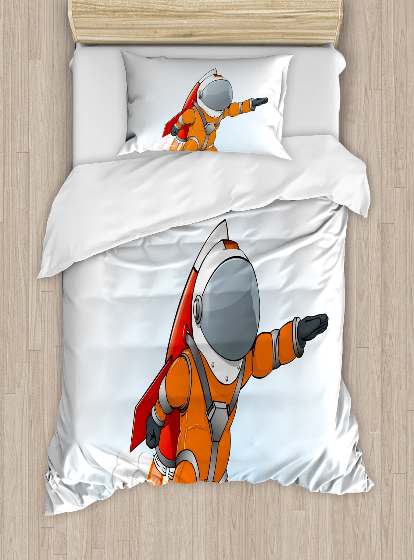 Fantasy Duvet Cover Set, Astronaut Man Going to Space with Rocket ...