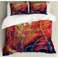 thumbnail image 1 of Fantasy Duvet Cover Set, Fall Autumn Scenery in Habitat Woodland Imaginitive Fiction View, Decorative 3 Piece Bedding Set with 2 Pillow Shams, Queen Size, Orange Purple, by Ambesonne, 1 of 3