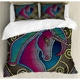 thumbnail image 1 of Fantasy Duvet Cover Set King Size, Fractal Unicorn Figure with Mosaic Art Tile Effects Girlish Creature Display Print, Decorative 3 Piece Bedding Set with 2 Pillow Shams, Multicolor, by Ambesonne, 1 of 3