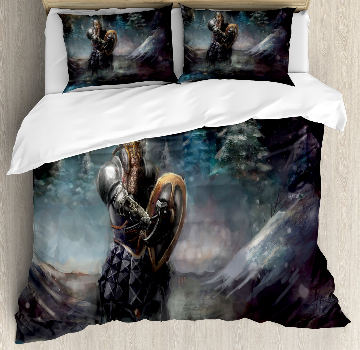 Fantasy Duvet Cover Set Queen Size, Artistic Illustration of Medival ...